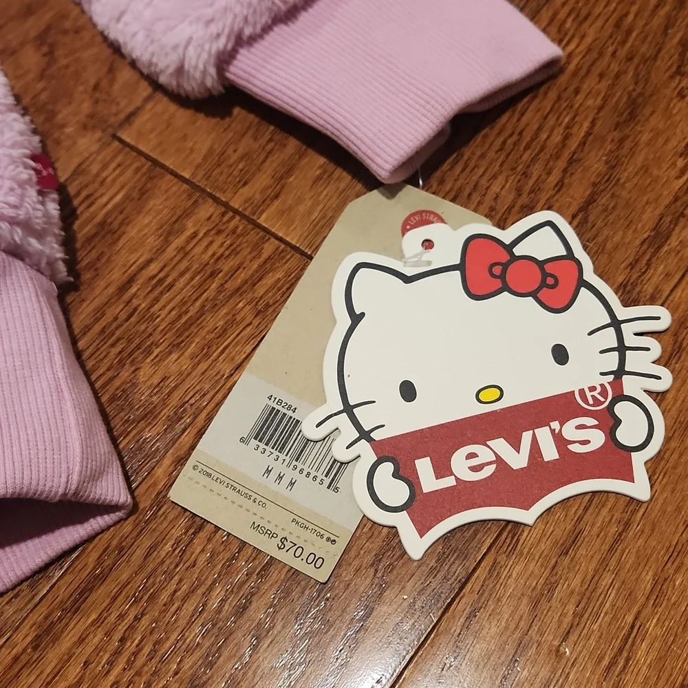 New Levi's Hello Kitty Girls Sherpa Hoodie, Size 10/12